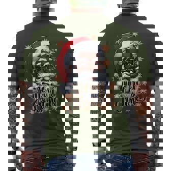 African American Santa Christmas Pajama Black X-Mas Men's T-shirt Back Print | Mazezy