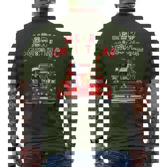 Black Lab Labrador Dog Red Truck Merry Christmas Lights Xmas Men's T-shirt Back Print - Seseable