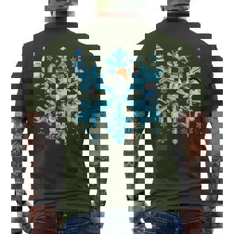 Blue Snowflakes And Snowman Christmas Family Matching Xmas Men's T-shirt Back Print - Monsterry