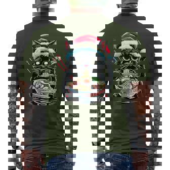 Cat Ramen Santa Hat Japanese Christmas Xmas Men's T-shirt Back Print | Mazezy