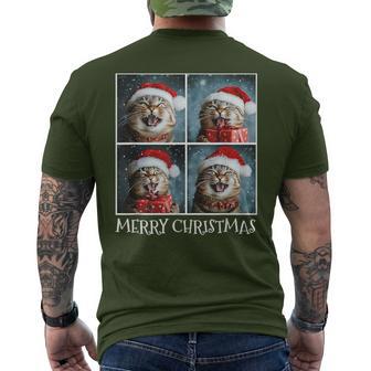 Cat Santa Hat Christmas Cat Selfie Men's T-shirt Back Print | Mazezy