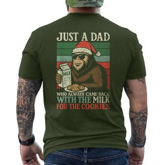 Christmas Bigfoot Papa Just A Dad Came Back Milk & Cookies Men's T-shirt Back Print - Thegiftio UK