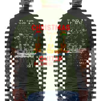 My Christmas Guitar Playing Three Santa Instruments Men's T-shirt Back Print - Thegiftio