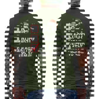 Christmas Nice Naughty An Attempt Was Made Xmas List Santa Men's T-shirt Back Print - Monsterry