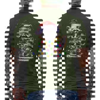 Christmas Racoon Christmas Lights Raccoon Holiday Men's T-shirt Back Print | Mazezy
