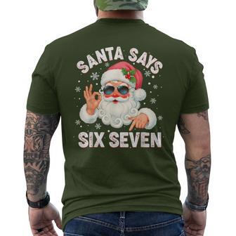 Christmas Santa Says 6 7 Six Seven Gen Z Alpha Meme Slang Men's T-shirt Back Print - Thegiftio UK