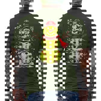 Christmas Softball Snowman Girls Softball Christmas Men's T-shirt Back Print - Seseable