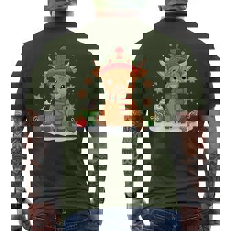 Cute Christmas Highland Cow Lover Xmas Farm Animal Men's T-shirt Back Print | Seseable CA