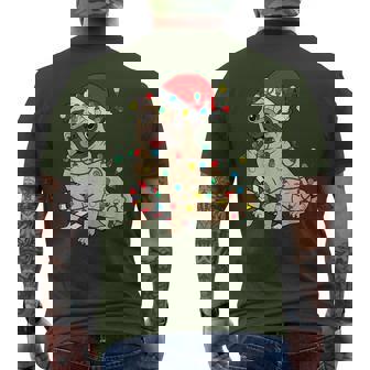 Cute Pug Christmas Lights Santa Pajama Xmas Pet Dog Lover Men's T-shirt Back Print - Thegiftio