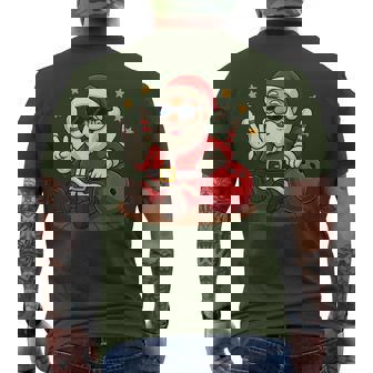 Cute Santa Claus With Sunglasses Playing Bowling Christmas Men's T-shirt Back Print | Seseable UK