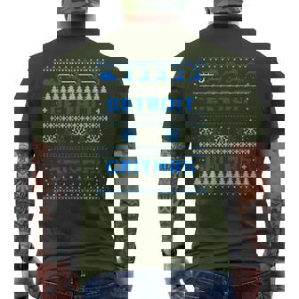 Detroit Michigan Ugly Christmas Sweater Party 313 Men's T-shirt Back Print | Mazezy