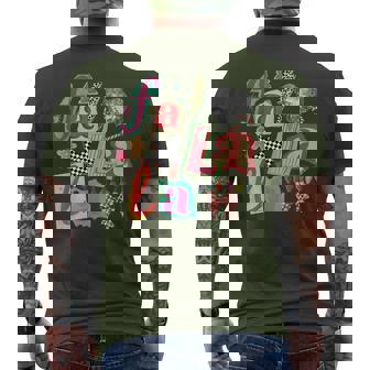 Fa La La Retro Christmas Lights Disco Ball Gingerbread Tree Men's T-shirt Back Print | Seseable CA