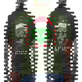 Festive Ufo Santa Alien Ugly Sweater Christmas Sci-Fi Lovers Men's T-shirt Back Print | Mazezy