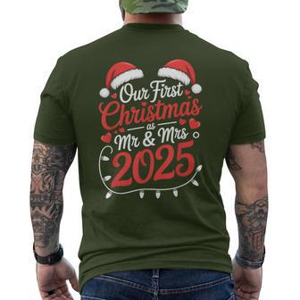 Our First Christmas As Mr Mrs 2025 Married Couples Matching Men's T-shirt Back Print - Thegiftio UK