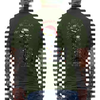 Black Cat Christmas On The Naughty List And I Like It Cat Lover Black Short Sleeve Adult Small Men's T-shirt Back Print | Mazezy