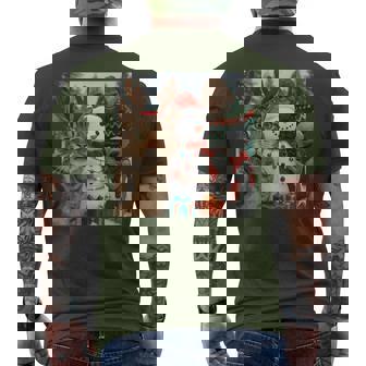 Christmas Cat Selfie With Bigfoot Alien & Snowman Men's T-shirt Back Print - Thegiftio