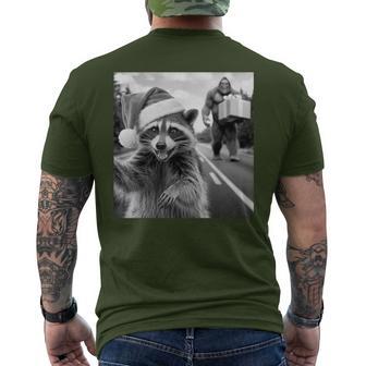 Christmas Raccoon Raccoon Selfie With Bigfoot Men's T-shirt Back Print - Thegiftio UK