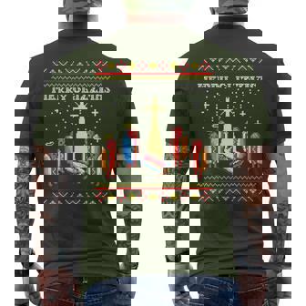 Merry Glizzmas Hot Dogs Family Group Ugly Christmas Men's T-shirt Back Print | Mazezy