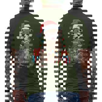 Otter Santa Hat Animals Lovers Ugly Christmas Pajamas Men's T-shirt Back Print - Monsterry