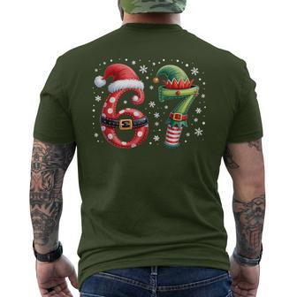 Six Seven 6 7 Meme Christmas Humor Santa Elf Number Men's T-shirt Back Print - Thegiftio UK