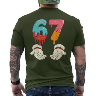Six Seven 6 7 Meme Christmas Ice Cream Drip Xmas Santa Men's T-shirt Back Print - Thegiftio UK