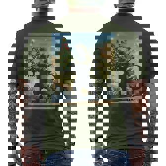 Japanese Monster Kaiju Carrying Christmas Tree Men's T-shirt Back Print - Monsterry