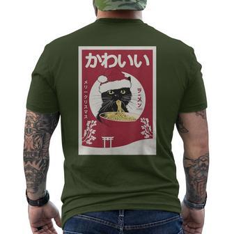 Japanische Ramenkatze Weihnachten Weihnachtsmannmütze Anime Kawaii Katze Xmas T-Shirt mit Rückendruck - Geschenkecke