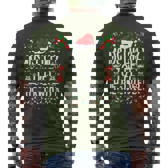 Most Likely To Pet The Reindeer Matching Christmas Men's T-shirt Back Print | Mazezy