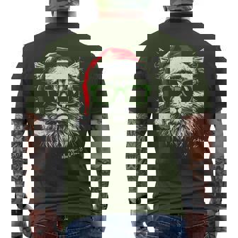 Meowy Catmas Santa Hat Cute Cat Christmas Pajamas Xmas Men's T-shirt Back Print | Seseable CA