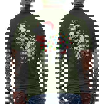 Merry Christmas Cow Santa Christmas Lights Cow Xmas Tree Men's T-shirt Back Print | Mazezy