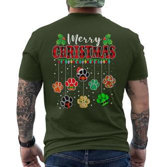 Merry Christmas Lights Dog Paw Xmas Men's T-shirt Back Print | Seseable UK