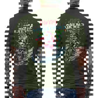 Merry Christmas Santa Riding Motorcycle Bike Biker Xmas 2025 Men's T-shirt Back Print | Mazezy