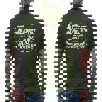 Merry And Engaged Couple Christmas Matching Pajama Pj Men's T-shirt Back Print | Seseable FR