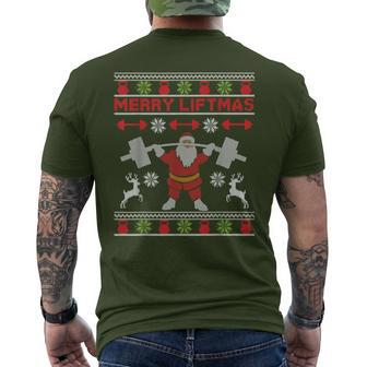 Merry Liftmasanta Klaus Bodybuilder Weihnachten Fitness T-Shirt mit Rückendruck - Geschenkecke