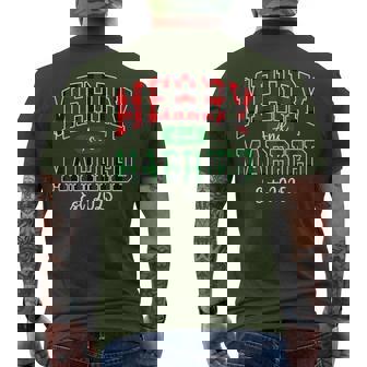 Merry And Married 2025 Plaid Xmas Christmas Couple Matching Men's T-shirt Back Print - Monsterry