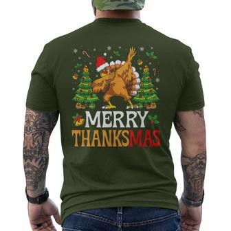Merry Thanksmas Christmas Thanksgiving Turkey Men's T-shirt Back Print - Thegiftio UK