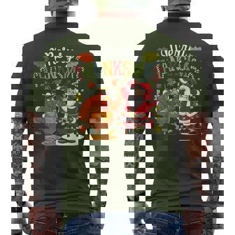 Merry Thanksmas Thanksgiving Christmas Turkey Santa Dabbing Men's T-shirt Back Print | Seseable CA