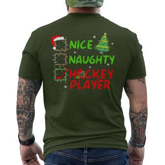 Nice Naughty Hockey Player Check List Christmas Santa Claus Men's T-shirt Back Print - Thegiftio UK