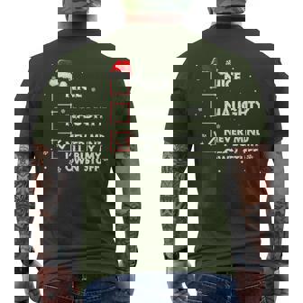 Nice Naughty Never Mind I'll Buy My Own Stuff Santa Men's T-shirt Back Print | Mazezy