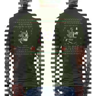 Overstimulated But Festive Possum Christmas Ugly Xmas Pajama Men's T-shirt Back Print | Mazezy