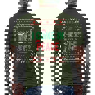 I Come In Peace I'm Peace Matching Ugly Christmas Sweater Men's T-shirt Back Print - Thegiftio