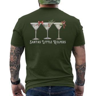 Retro Santa's Little Helper Martini Merry Christmas Men's T-shirt Back Print - Thegiftio UK