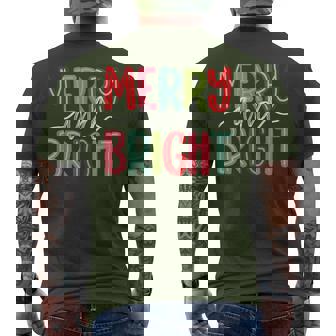 Retro Merry And Bright Christmas Holiday Xmas Family Pajamas Men's T-shirt Back Print | Seseable CA