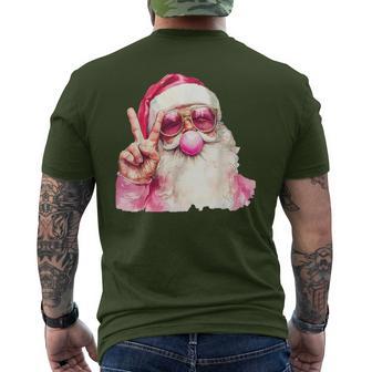 Retro Pink Santa Blowing Bubble Gum Merry Christmas Men's T-shirt Back Print - Thegiftio UK