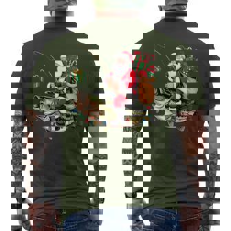 Santa Riding Bass Fish Christmas Fishing Xmas Pajamas Men's T-shirt Back Print | Seseable CA