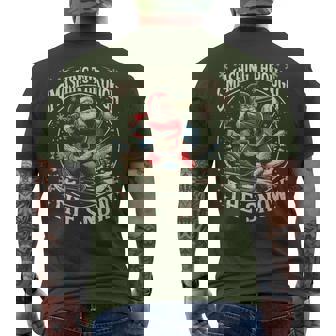 Smashing Through The Snow Baseball Player Christmas Santa Men's T-shirt Back Print | Seseable UK