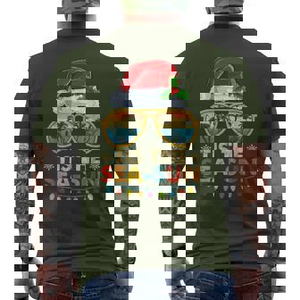 Tis The Sea Sun Santa Beach Summer Christmas In July Summer Men's T-shirt Back Print - Thegiftio
