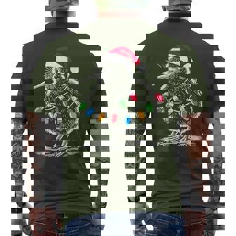 Vintage Kiwi Bird Santa Hat Christmas Light Birding Animal Men's T-shirt Back Print | Mazezy