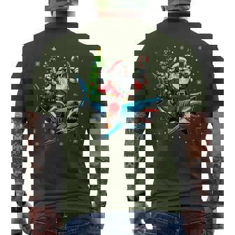 Vintage Santa Rock On Ride Shark Christmas Tree Xmas Boy Men's T-shirt Back Print - Thegiftio