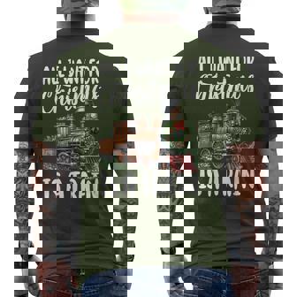 All I Want For Christmas Is A Steam Train Locomotive Pajamas Men's T-shirt Back Print - Monsterry